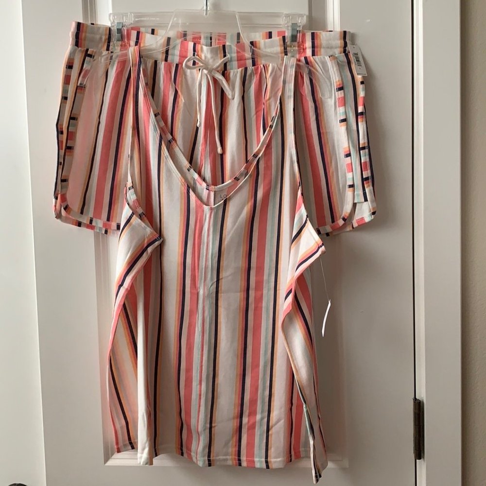 GAP FACTORY Double V-Neck Tank Top & Shorts Set Multi Sz L